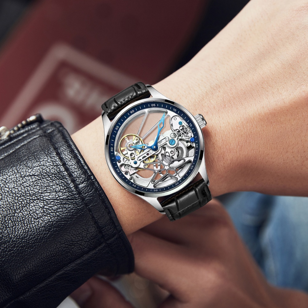 Luxury Watch Name Brands - นาฬิกาข้อมือผู้ชายแบบกลวงสองด้านของแท้รุ่นใหม่ นาฬิกากลไกอัตโนมัติเต็มรูปแบบ นาฬิกาข้อมือแบรนด์เนมสุดหรูระดับไฮเอนด์ ดีไซน์ลำลองสำหรับธุรกิจ ใช้งานได้หลากหลาย เป็นของขวัญที่ดีที่สุดสำหรับเขา