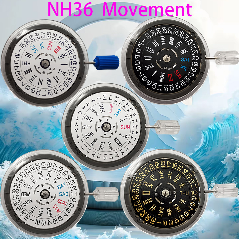 Perpetual Calendar Watch - อะไหล่นาฬิกา NH36A ชุดแกนหมุน พร้อมปฏิทินสีดำ ขาว และทองแบบดั้งเดิม