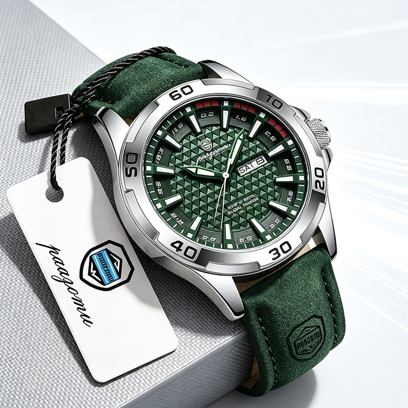 Luxury Watch Collection Box - PAAZOMU นาฬิกาข้อมือผู้ชายแบรนด์หรู แฟชั่นควอตซ์ สายหนัง ลำลอง สปอร์ต