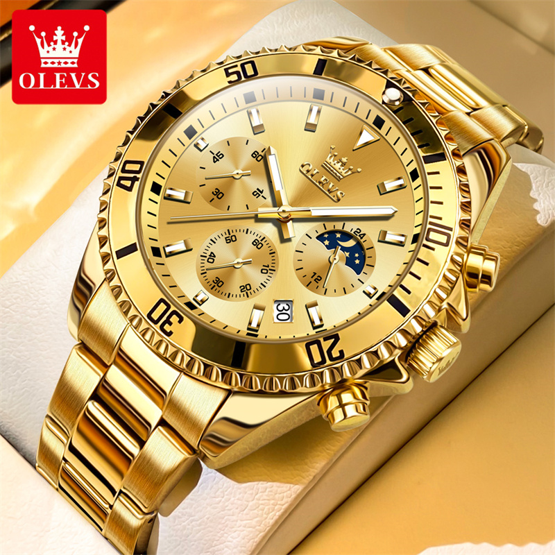 Luxury Watch Name - OLEVS นาฬิกาผู้ชายแบรนด์ชั้นนำหรูหรานาฬิกาทหารควอตซ์สีทองกันน้ำวันที่สแตนเลสเรืองแสงนาฬิกาผู้ชาย reloj