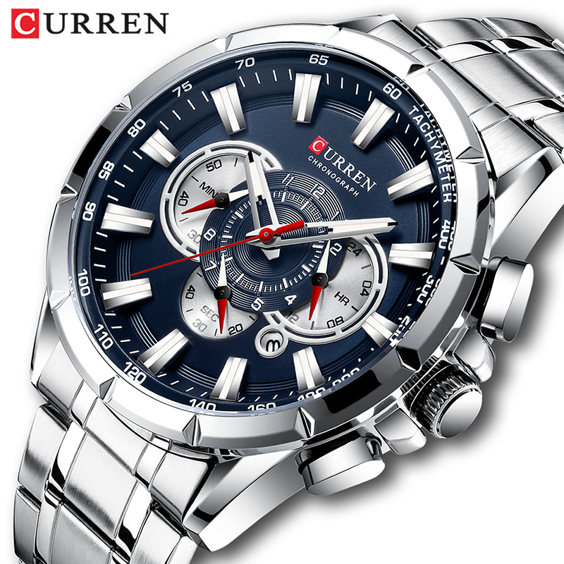 Luxury Watch Name - CURREN นาฬิกาข้อมือผู้ชายกันน้ำ Chronograph กองทัพทหารสแตนเลสชายนาฬิกาแบรนด์หรูผู้ชายกีฬานาฬิกา8363