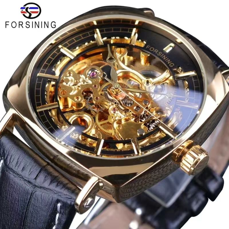 Luxury Watch Name Brands - นาฬิกาจักรกลสำหรับผู้ชายสไตล์ลำลองแฟชั่นระดับไฮเอนด์ ระบบไขลานอัตโนมัติ ดีไซน์โครงกระดูก สายหนัง สไตล์ยุโรปและอเมริกา มีคุณค่าทางความสวยงามสูง