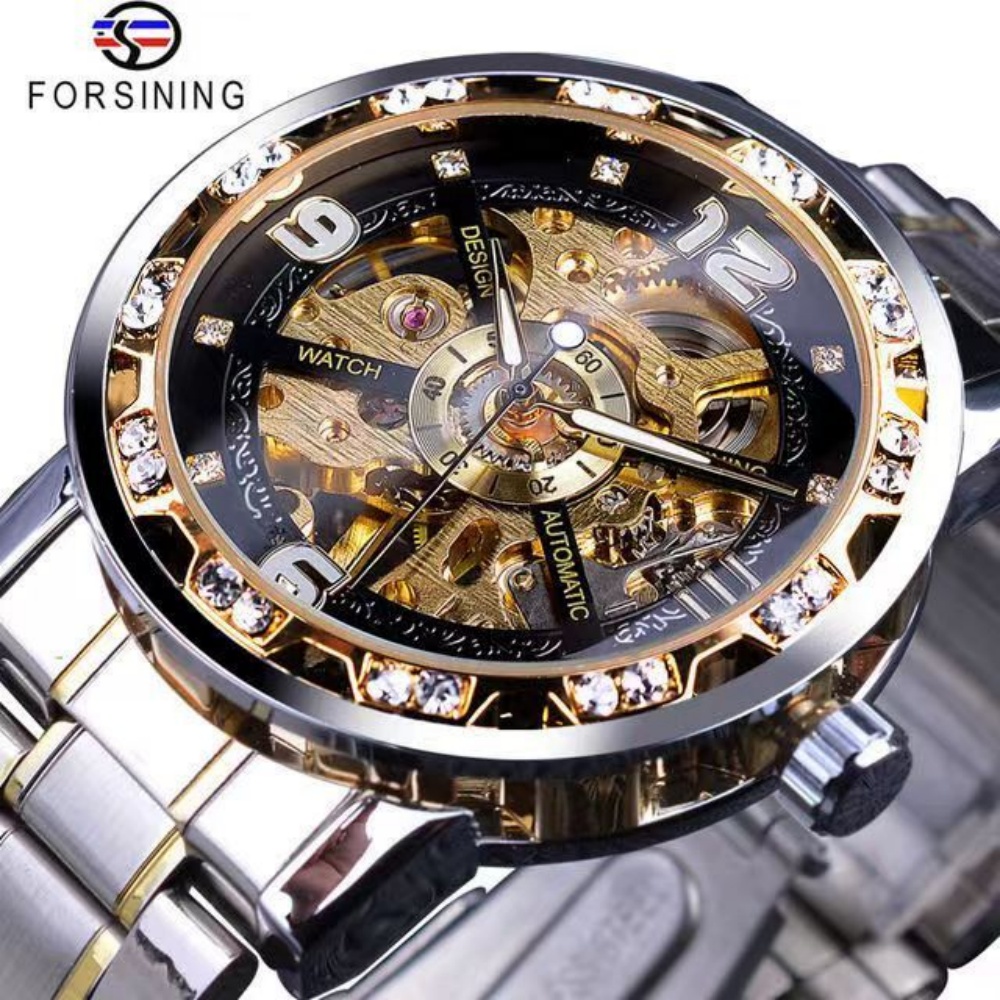Luxury Watch Name Brands - นาฬิกาจักรกลผู้ชายหรูหราสไตล์ยุโรปและอเมริกา ดีไซน์โครงกระดูก หน้าปัดทรงกลม สายสแตนเลส นาฬิกาผู้ชายสไตล์ลำลองธุรกิจทันสมัย เรียบง่าย