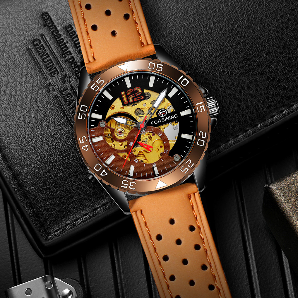 Luxury Watch La - Forsining นาฬิกาข้อมือกันน้ำสำหรับผู้ชาย, นาฬิกานาฬิกาข้อมือบุรุษสไตล์ทหาร Steampunk