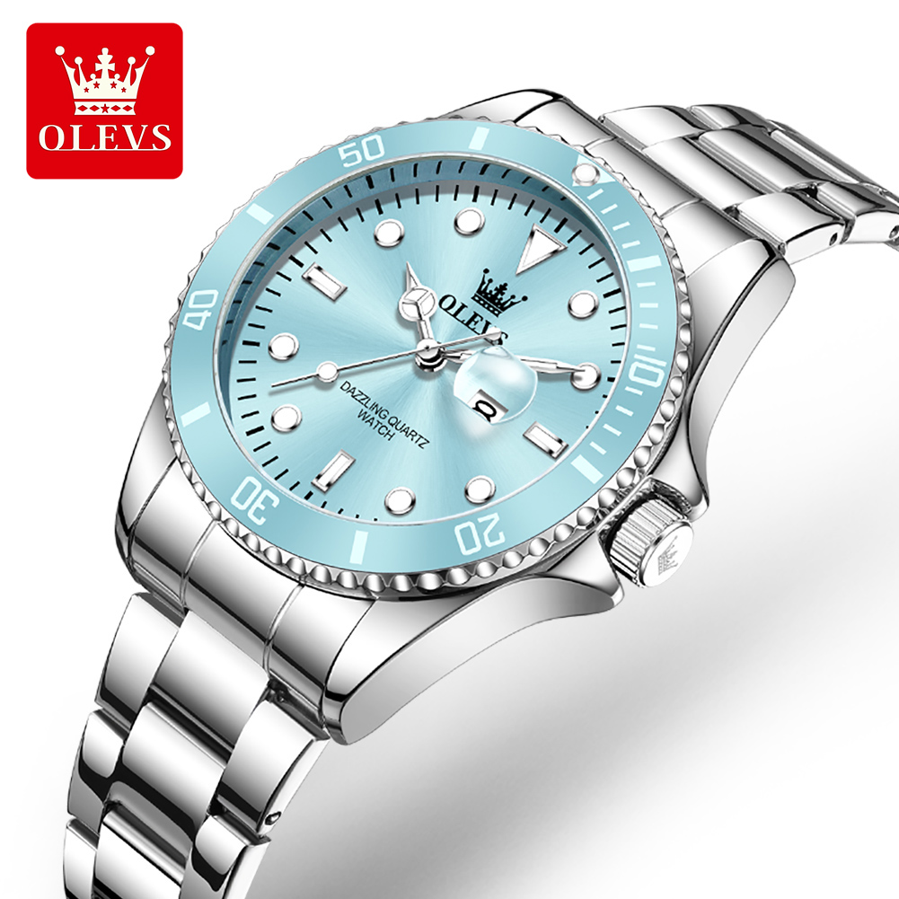 Luxury Watch Ladies - OLEVS หรูหราสแตนเลสสตีลนาฬิกาควอทซ์กันน้ำสำหรับผู้หญิงแฟชั่นปฏิทินส่องสว่างนาฬิกาข้อมือสตรีนาฬิกาสปอร์ตนาฬิกาเรโลจ