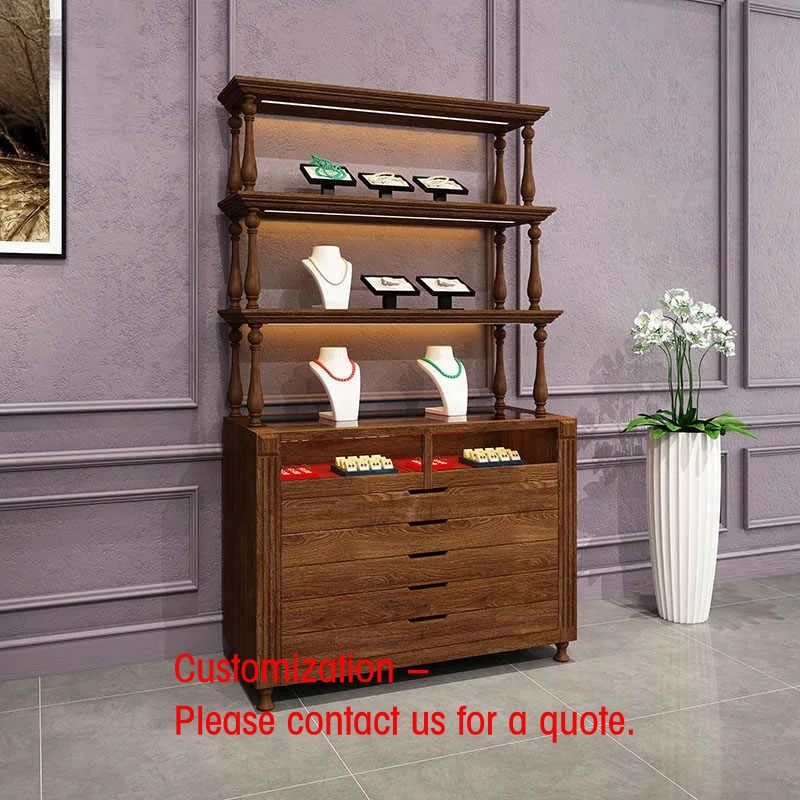Luxury Watch Stand - แท่นโชว์เครื่องประดับและนาฬิกาไม้วอลนัทสุดหรู พร้อมกระจกด้านหลัง ทนทาน ปรับแต่งได้ ชุดโชว์ตั้งพื้น