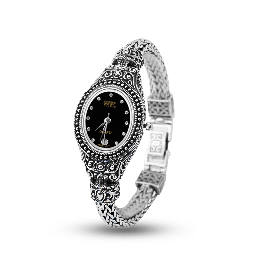 Luxury Watch Thailand - นาฬิกาข้อมือควอตซ์สำหรับผู้หญิง ดีไซน์หรูหรา สายโซ่ลายข้าวสาลี เงินแท้ 925 จากประเทศไทย