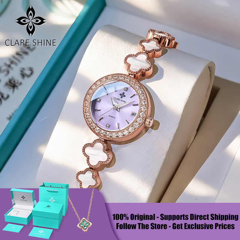 Luxury Watch - CLARE SHINE 7701 Lucky Series นาฬิกาข้อมือผู้หญิงควอตซ์ลายใบโคลเวอร์สี่แฉกขนาดเล็ก