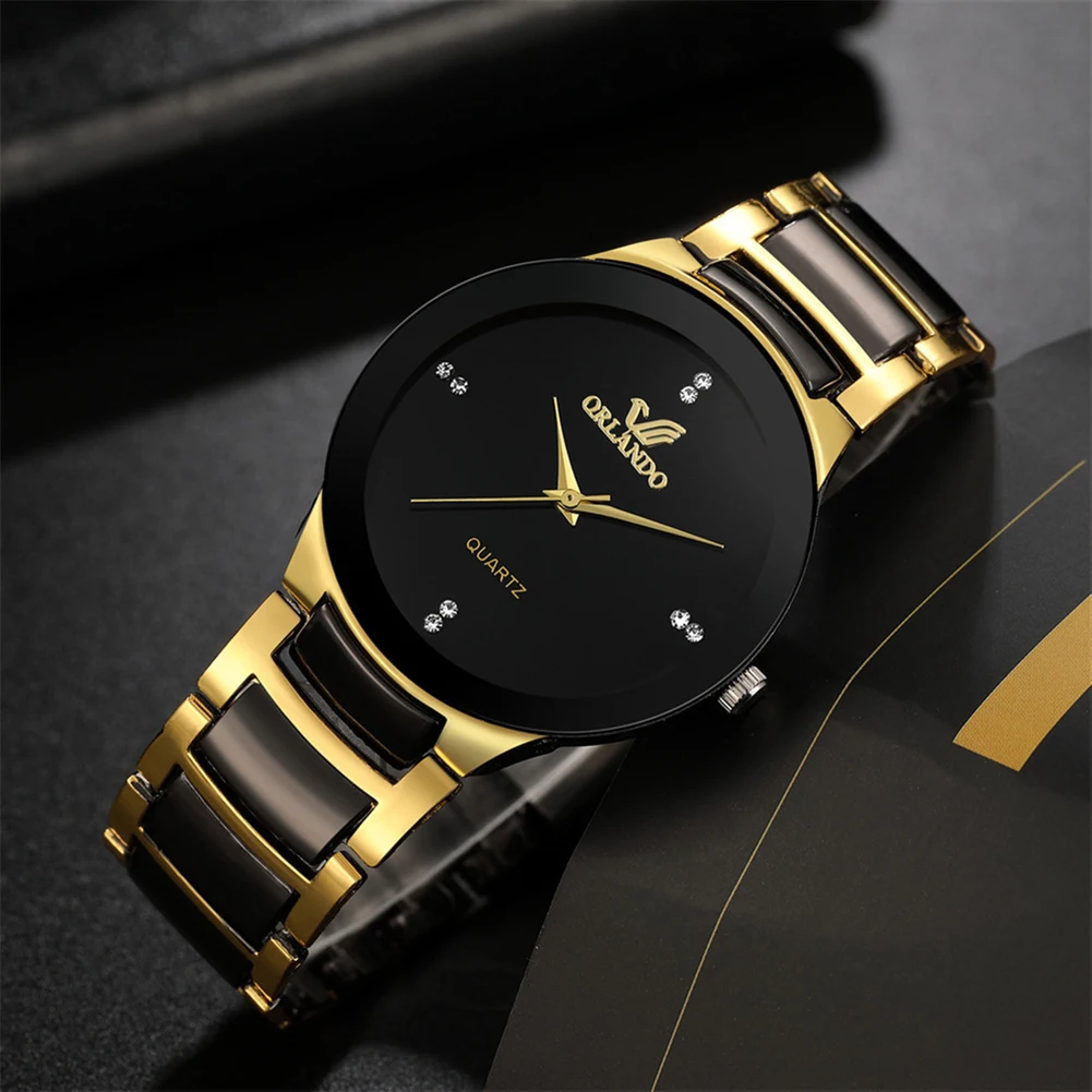 Luxury Watch Gold And Black - 2024 นาฬิกาผู้ชายแฟชั่นสแตนเลสสตีลควอตซ์นาฬิกา Luxury Black Gold Dial
