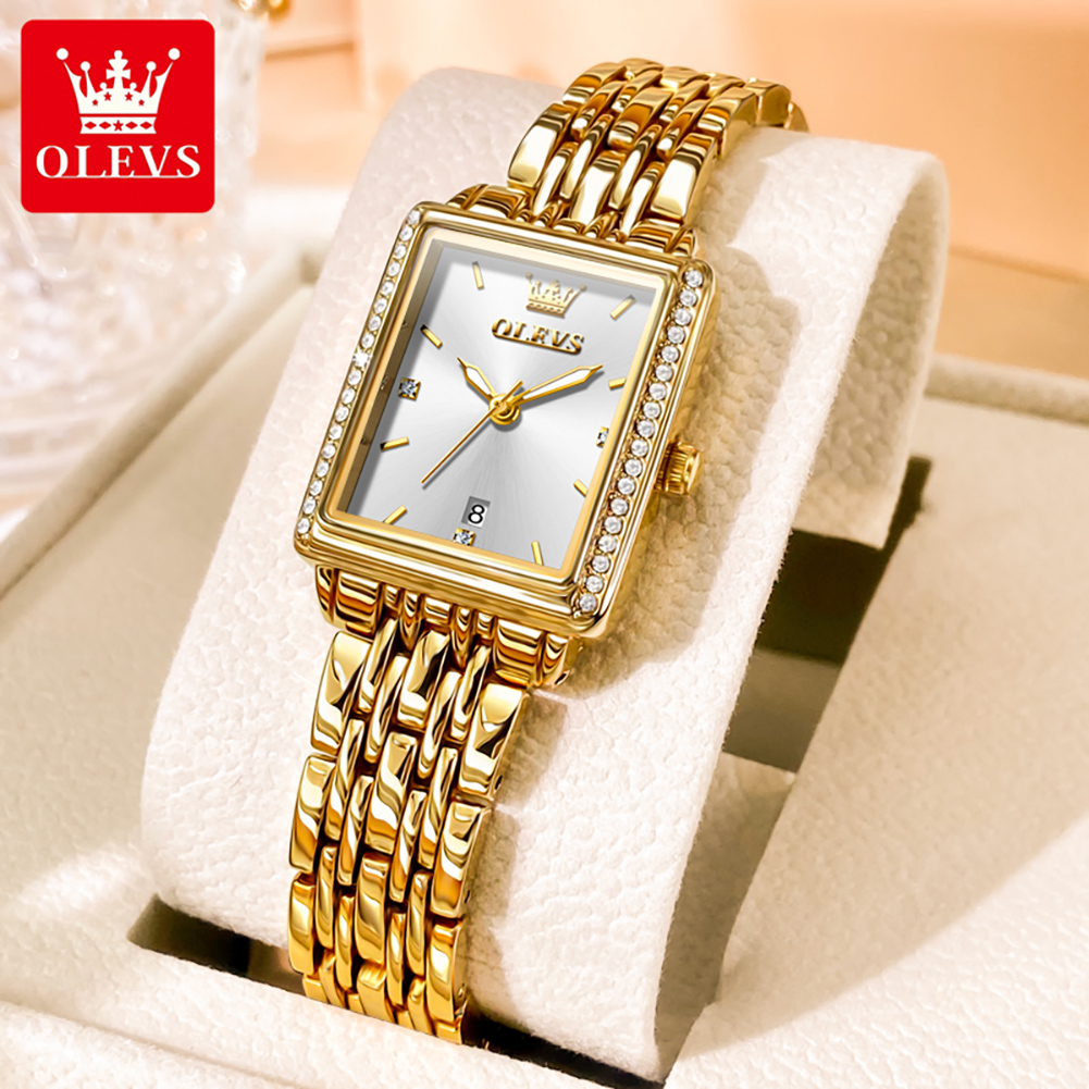 Luxury Watch Logo - OLEVS 9995 นาฬิกาวันที่สำหรับผู้หญิงหรูหรากันน้ำนาฬิกาเรืองแสงสง่างามควอตซ์สุภาพสตรีนาฬิกาข้อมือสตรีนาฬิกาเรโลเยส พารา มูเฮร์