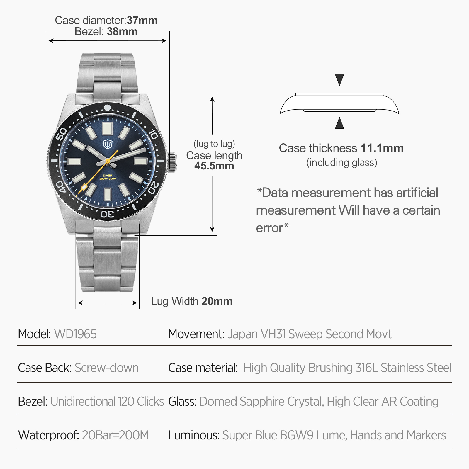 Watchdives นาฬิกาข้อมือผู้ชายร - Luxury Watch Business บทวิจารณ์และราคา