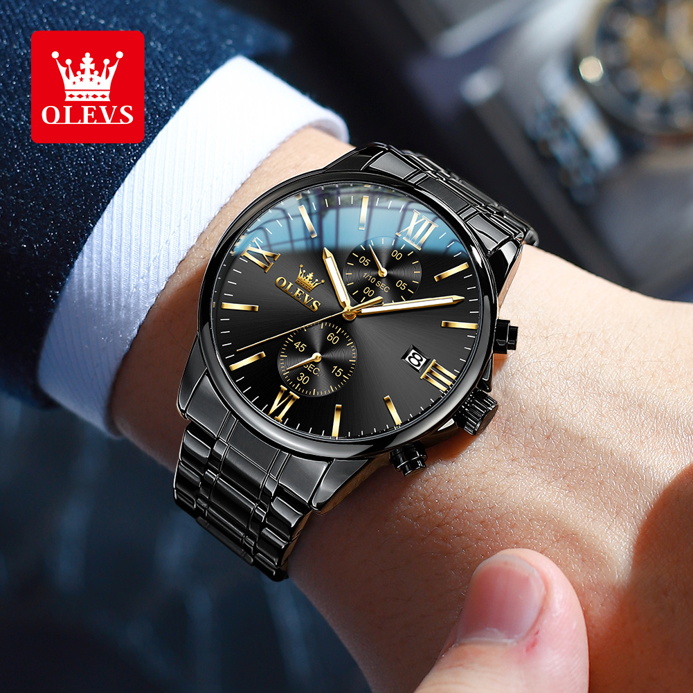 OLEVS 2886 คลาสสิกสีดําควอตซ์น - Luxury Watch Name บทวิจารณ์และราคา