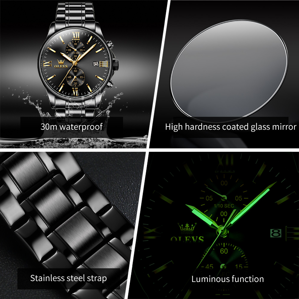 OLEVS 2886 คลาสสิกสีดําควอตซ์น - Luxury Watch Name บทวิจารณ์และราคา