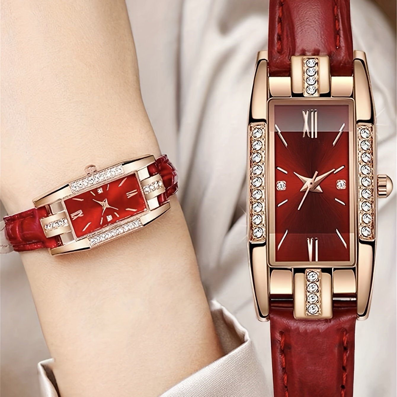 นาฬิกาข้อมือผู้หญิงทรงสี่เหลี่ - Luxury Watch Gift For Her บทวิจารณ์และราคา