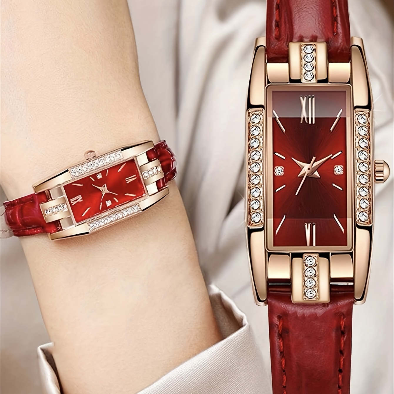 นาฬิกาควอตซ์หรูหราประดับเพชรเท - Luxury Watch Gift For Her บทวิจารณ์และราคา