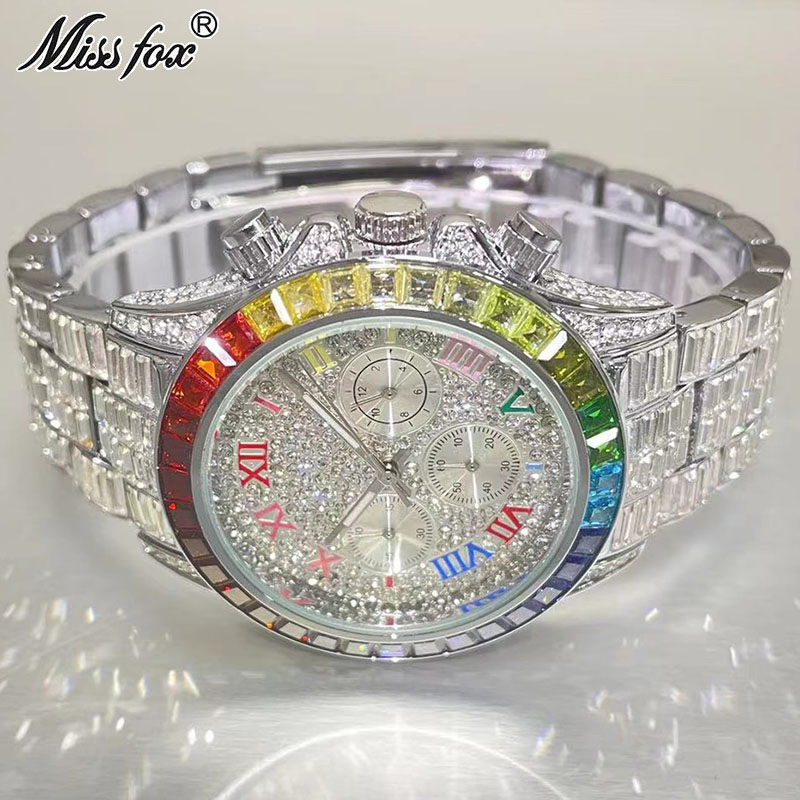 MISSFOX Luxury Iced นาฬิกาผู้ช - Luxury Watch Name บทวิจารณ์และราคา