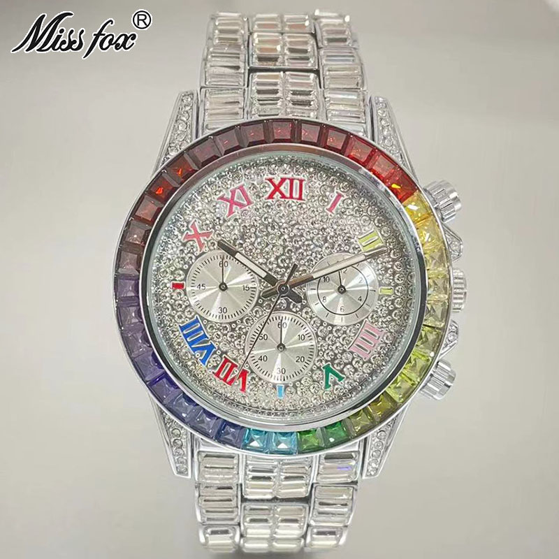 MISSFOX Luxury Iced นาฬิกาผู้ช - Luxury Watch Name บทวิจารณ์และราคา