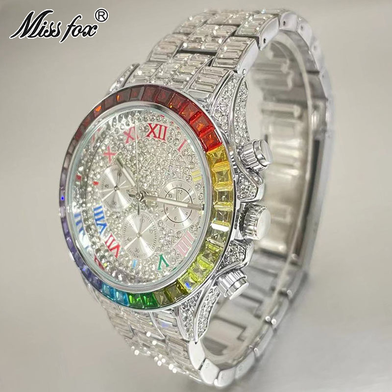 MISSFOX Luxury Iced นาฬิกาผู้ช - Luxury Watch Name บทวิจารณ์และราคา