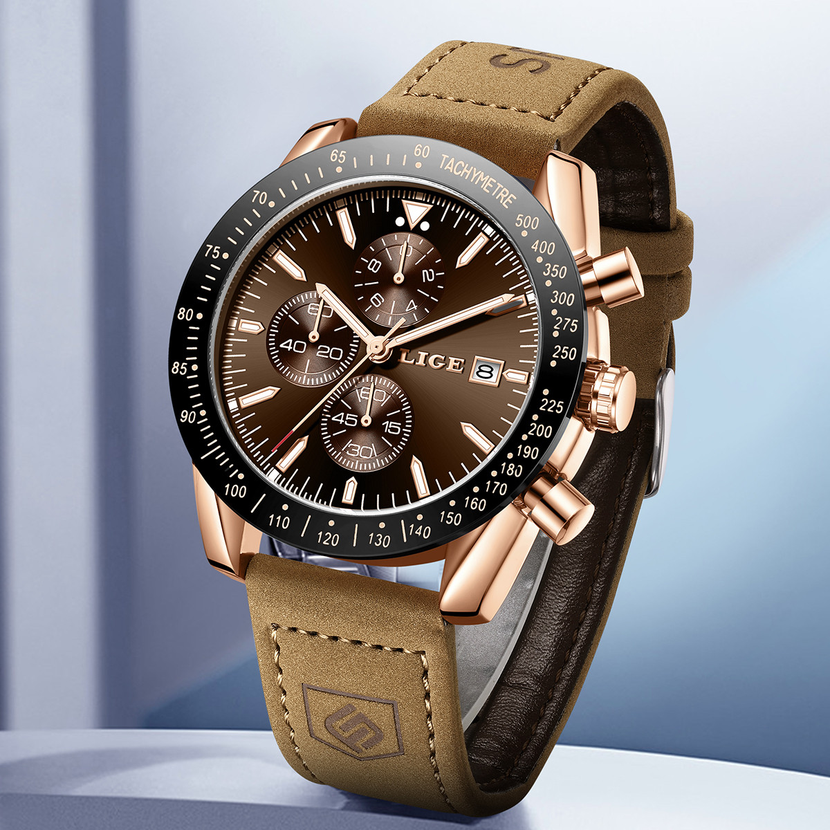 LIGE นาฬิกาหนังผู้ชายแฟชั่นธุร - Luxury Watch Business บทวิจารณ์และราคา