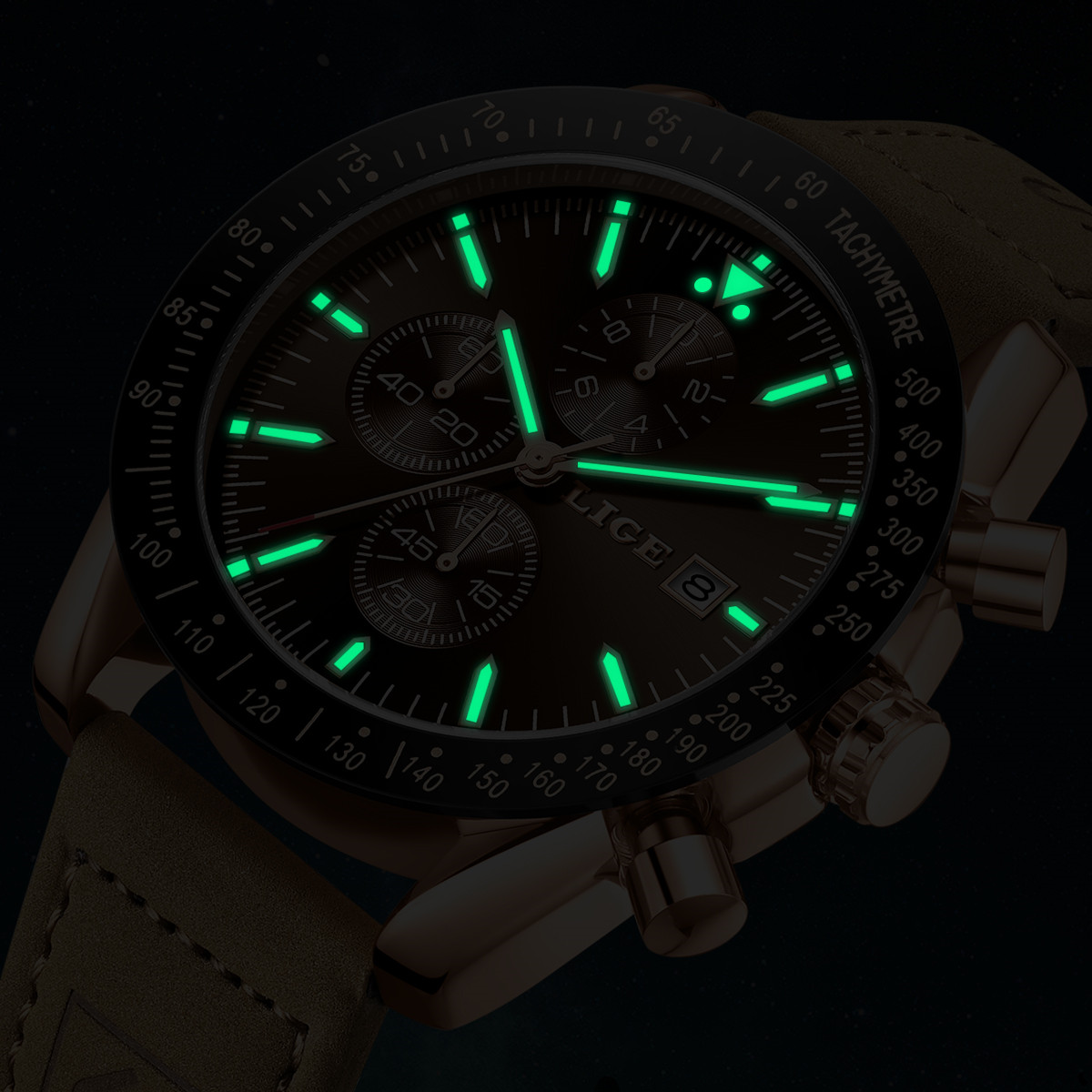 LIGE นาฬิกาหนังผู้ชายแฟชั่นธุร - Luxury Watch Business บทวิจารณ์และราคา